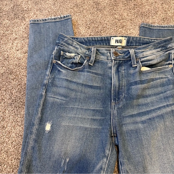 Paige Hoxton Ankle Peg Kayson Distress High Rise Medium Wash Jean - Picture 3 of 8